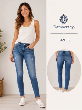 Democracy Ab Technology Skinny Jeans Size 8 Distressed Stretch Denim